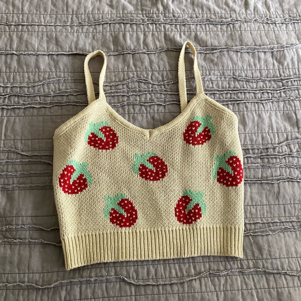 Strawberry Knit Crop Top